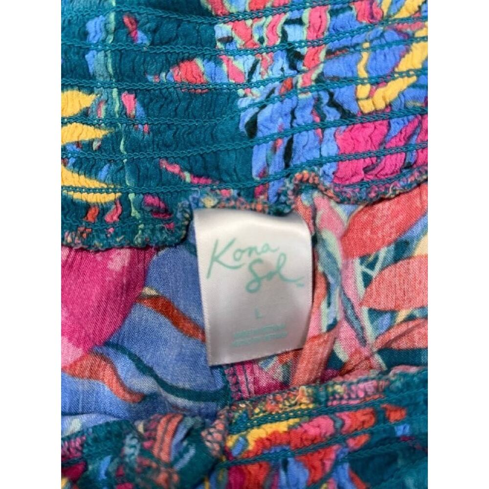 Kona Sol Women’s Multi Color Tropical beach Print Pants Large A005630 - Picture 3 of 8